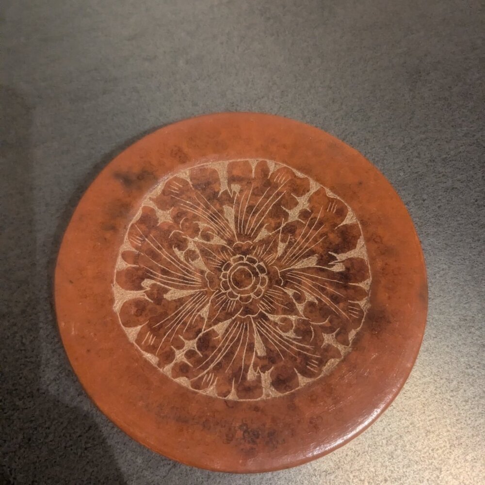 5 inch Etched Candle Drip Tray or Trinket Dish